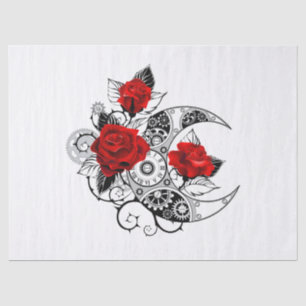 Papier Mousseline Croissant mécanique avec roses rouges