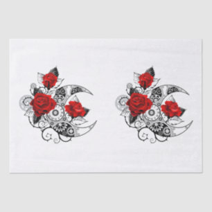 Papier Mousseline Croissant mécanique avec roses rouges