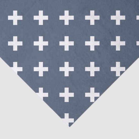 Papier Mousseline Croix blanches sur bleu-gris (Détail)