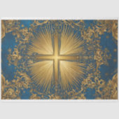 Papier Mousseline Croix bleue et or celtique (Recto)