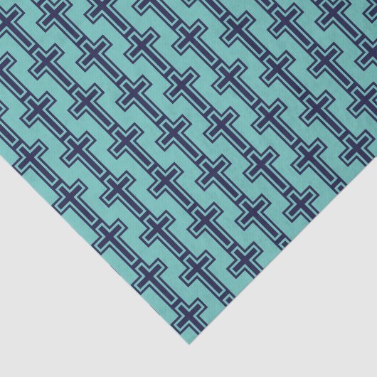 Papier Mousseline Croix chrétienne bleue différentes variantes (Détail)