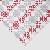 Papier Mousseline Croix géométrique rouge et gris letton (Détail)