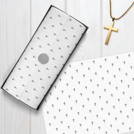 Papier Mousseline Croix - Gris