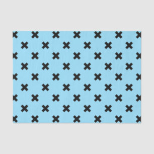 Papier Mousseline Croix noire sur le bleu bébé