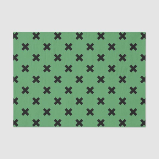 Papier Mousseline Croix noire sur le vert (Recto)