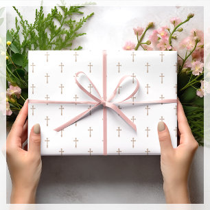 Papier Mousseline Croix religieuse blanche  