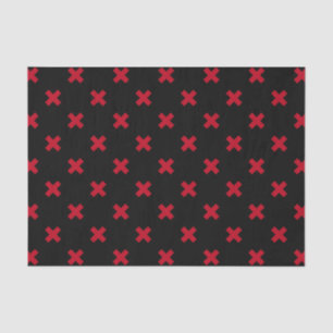 Papier Mousseline Croix rouge coutures sur noir
