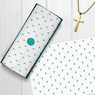 Papier Mousseline Croix - Turquoise Turquoise