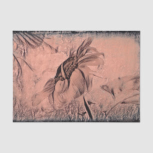 Papier Mousseline Croquis de tournesol Sepia Vintage Antique Découpa