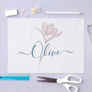 Papier Mousseline Croquis floral aquarelle personnalisée