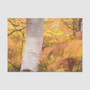 Papier Mousseline Croquis Jaune d'Automne Art Forêt Feuilles Arbre B