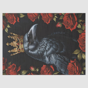 Papier Mousseline Crow Gold Couronne Roses rouges Découpage