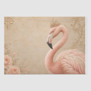 Papier Mousseline Crowned Flamingo Vintage Decoupage Tissue Paper