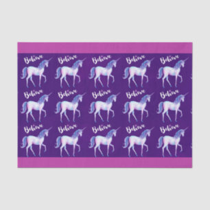 Papier Mousseline Croyez avec Unicorn dans les aquarelles pastel