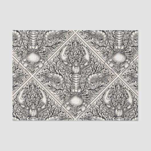 Papier Mousseline Crustacéen en noir et blanc naturel (Recto)