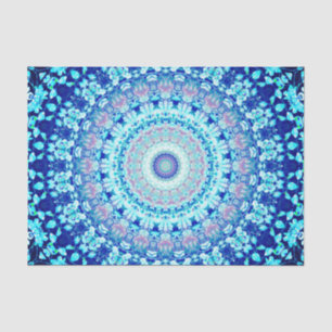 Papier Mousseline Crystal Blue Shiny Mandala