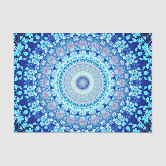 Papier Mousseline Crystal Blue Shiny Mandala (Recto)