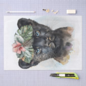 Papier Mousseline Cube Black Panther Cub Floral Wild Cat Aquarelle (Artisanat)