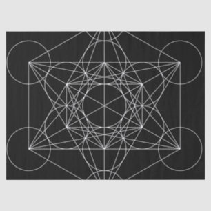 Papier Mousseline Cube de Metatron noir & blanc