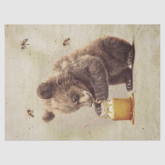 Papier Mousseline Cube d'ours avec pot de miel (Recto)