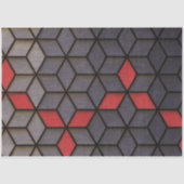 Papier Mousseline Cubes rouges noirs gris (Recto)