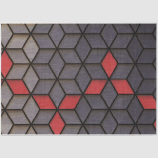 Papier Mousseline Cubes rouges noirs gris