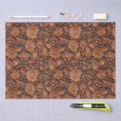 Papier Mousseline Cuir Brown Floral (Artisanat)