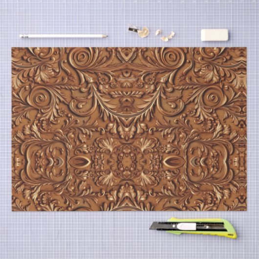 Papier Mousseline Cuir brun rustique à outils (Artisanat)