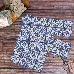 Papier Mousseline Cuisine agricole Style champêtre bleu sur carrelag