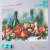 Papier Mousseline Cuisine Italienne Aquarelle Découpage Papier Tissu (Artisanat)