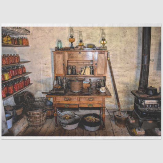 Papier Mousseline Cuisine Pionnier vintage Découpage Papier Tissu (Recto)