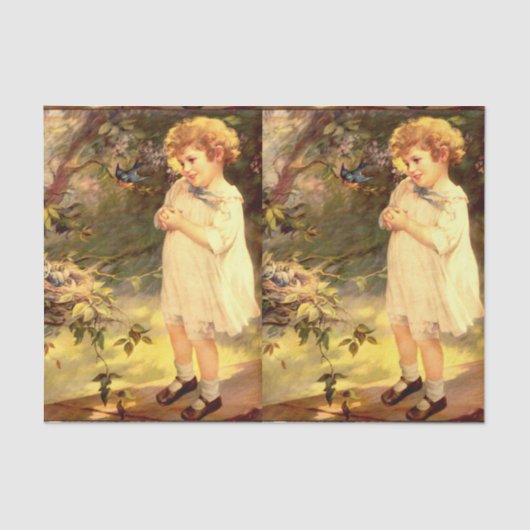 Papier Mousseline Cuisine victorienne avec oiseaux (Recto)