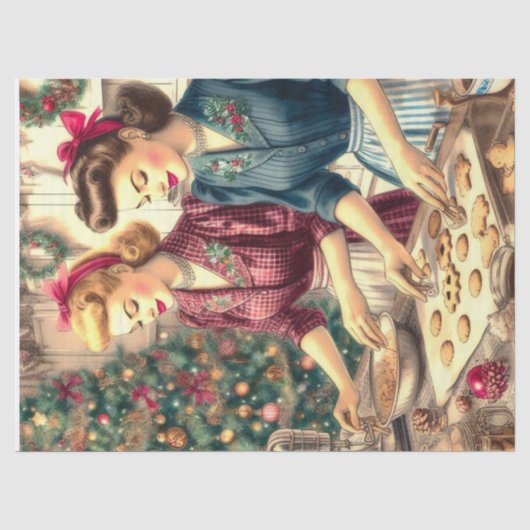 Papier Mousseline Cuisson de biscuits vintage Noël Dames (Recto)