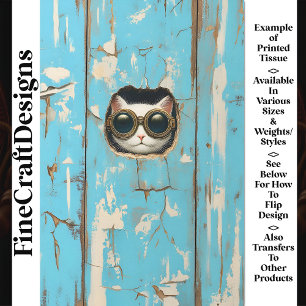 Papier Mousseline Cuite Blanc Chat Kitten Cachet Peeking AQ4 Découpa