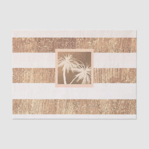 Papier Mousseline Cuivre & Crème Palmiers Tropicaux Moderne Éclat