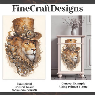 Papier Mousseline Cuivre & Laiton Chic Lion Steampunk E1R Découpage