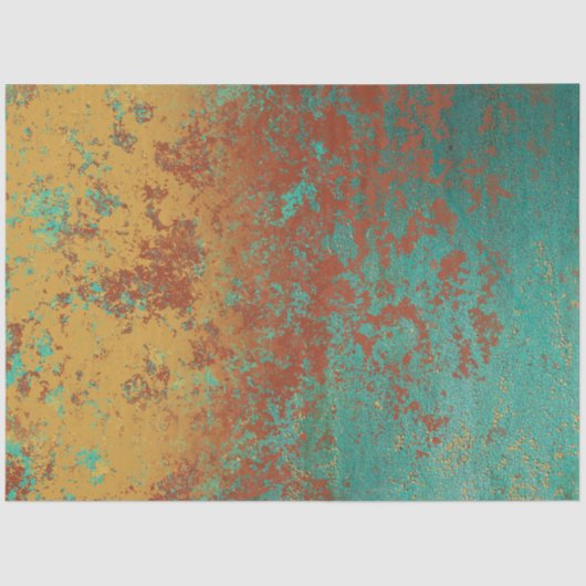 Papier Mousseline Cuivre Turquoise Bleu Orange Texture Brown (Recto)