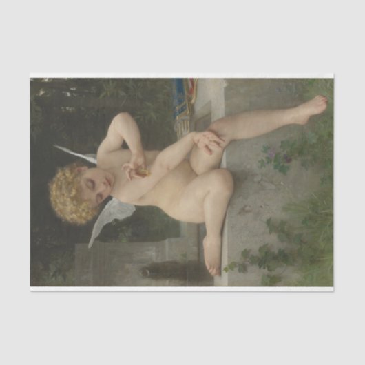Papier Mousseline Cupidé avec papillon (par Bouguereau) (Recto)