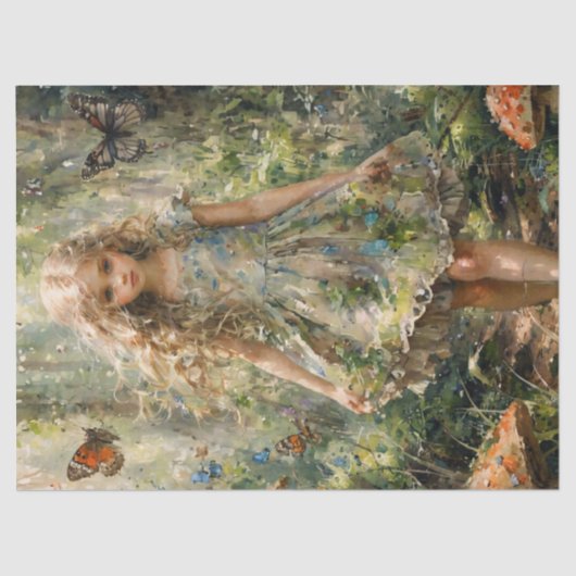 Papier Mousseline Curious Little Girl in a Whimsical Scène (Recto)