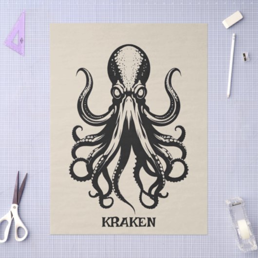 Papier Mousseline Custom Kraken Octopus Squid Name Decoupage (Artisanat)