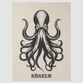 Papier Mousseline Custom Kraken Octopus Squid Name Decoupage 