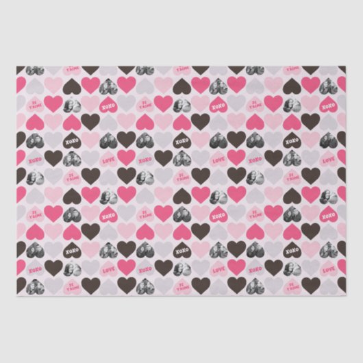 Papier Mousseline Custom Valentine's Day Heart Photo Collage (Recto)