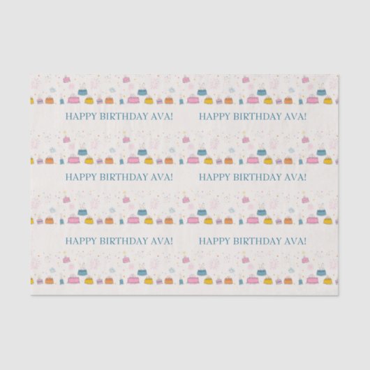 Papier Mousseline Customizable Confetti & Cake Birthday  (Recto)