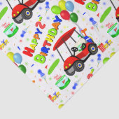 Papier Mousseline Cute 2nd Birthday Red Golf Cart Boy's  (Détail)