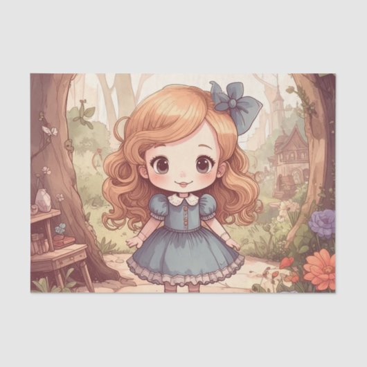 Papier Mousseline Cute Alice in Wonderland Whimsical Woodland Art (Recto)