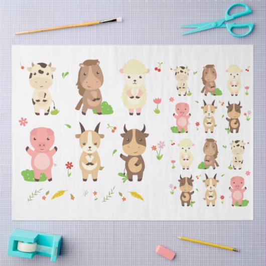 Papier Mousseline Cute Animaux Collection 4 Découpage (Artisanat)