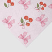Papier Mousseline Cute Aquarelle Cerise Bow Rose Coquette Cadeau (Détail)