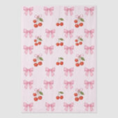 Papier Mousseline Cute Aquarelle Cerise Bow Rose Coquette Cadeau (Recto)