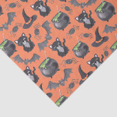 Papier Mousseline Cute aquarelle Halloween Chats et Cauldrons (Détail)