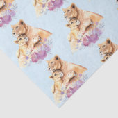 Papier Mousseline Cute Aquarelle Mère Lion & Motif Cub (Détail)